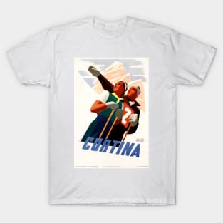 CORTINA ITALY Winter Sports Holiday Advertisement Vintage Skiing T-Shirt